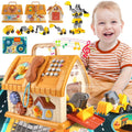 Toddler Montessori Toys for 1+ Year Old, 8-In-1 Multi-Functional Learning House, with 4 Building Cars and Map, Sound & Light Early Educational Kids Christmas Gifts