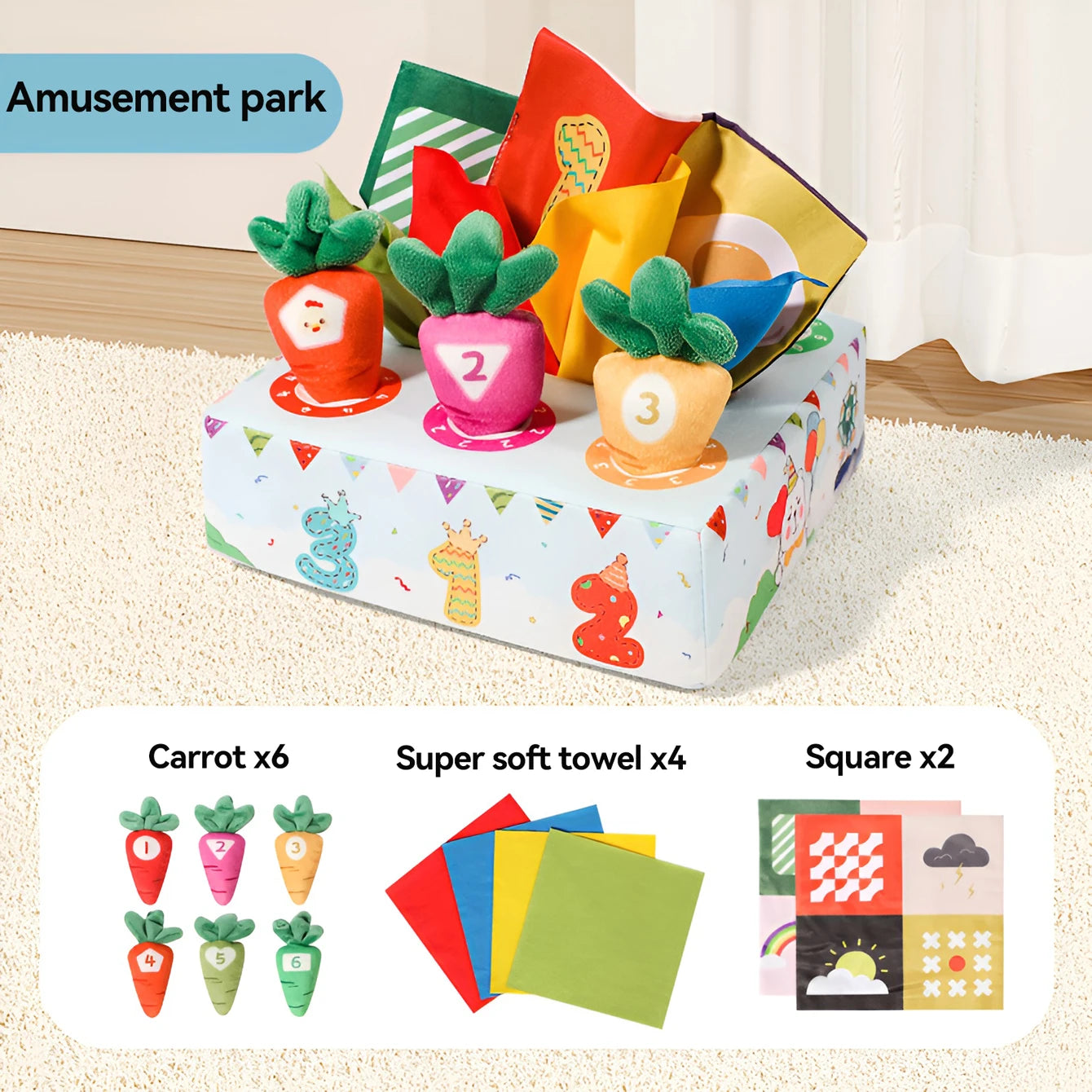Tear Not Broken Pull Paper Pull Radish 2-In-1 Toy Plush Fabric Art Puzzle Cloth Book