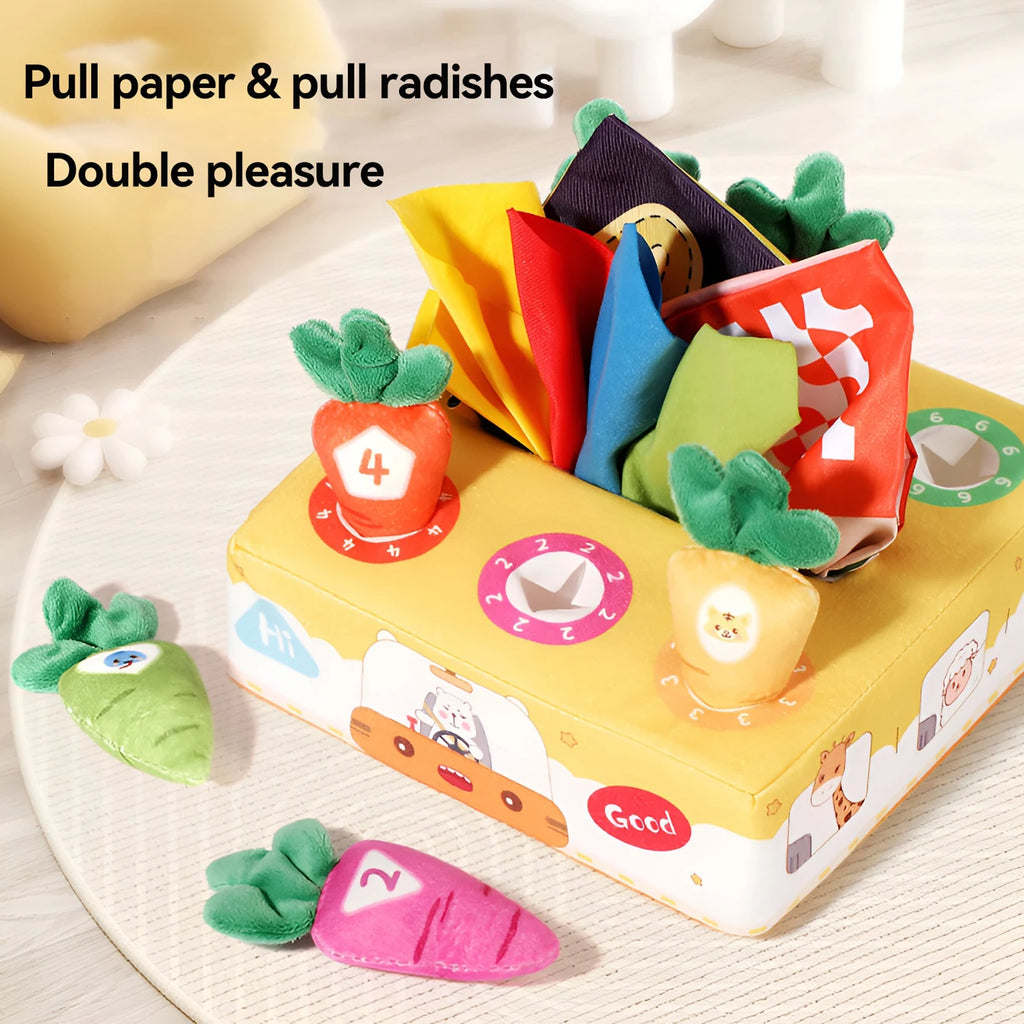 Tear Not Broken Pull Paper Pull Radish 2-In-1 Toy Plush Fabric Art Puzzle Cloth Book