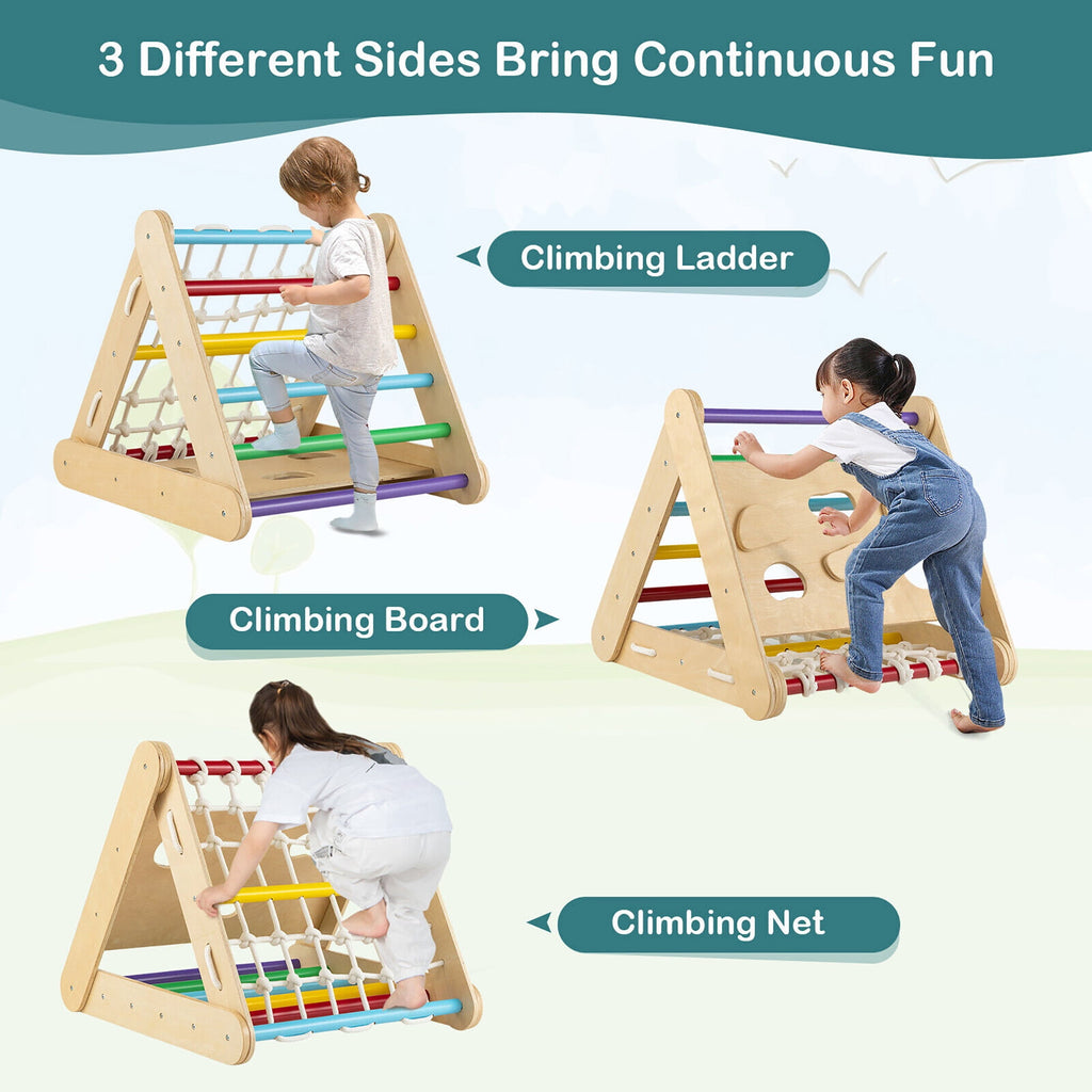 4 in 1 Wooden Climbing Triangle Set W/ Ramp