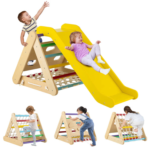 4 in 1 Wooden Climbing Triangle Set W/ Ramp