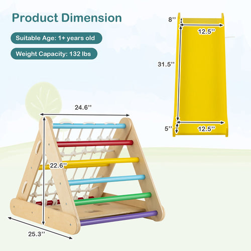 4 in 1 Wooden Climbing Triangle Set W/ Ramp