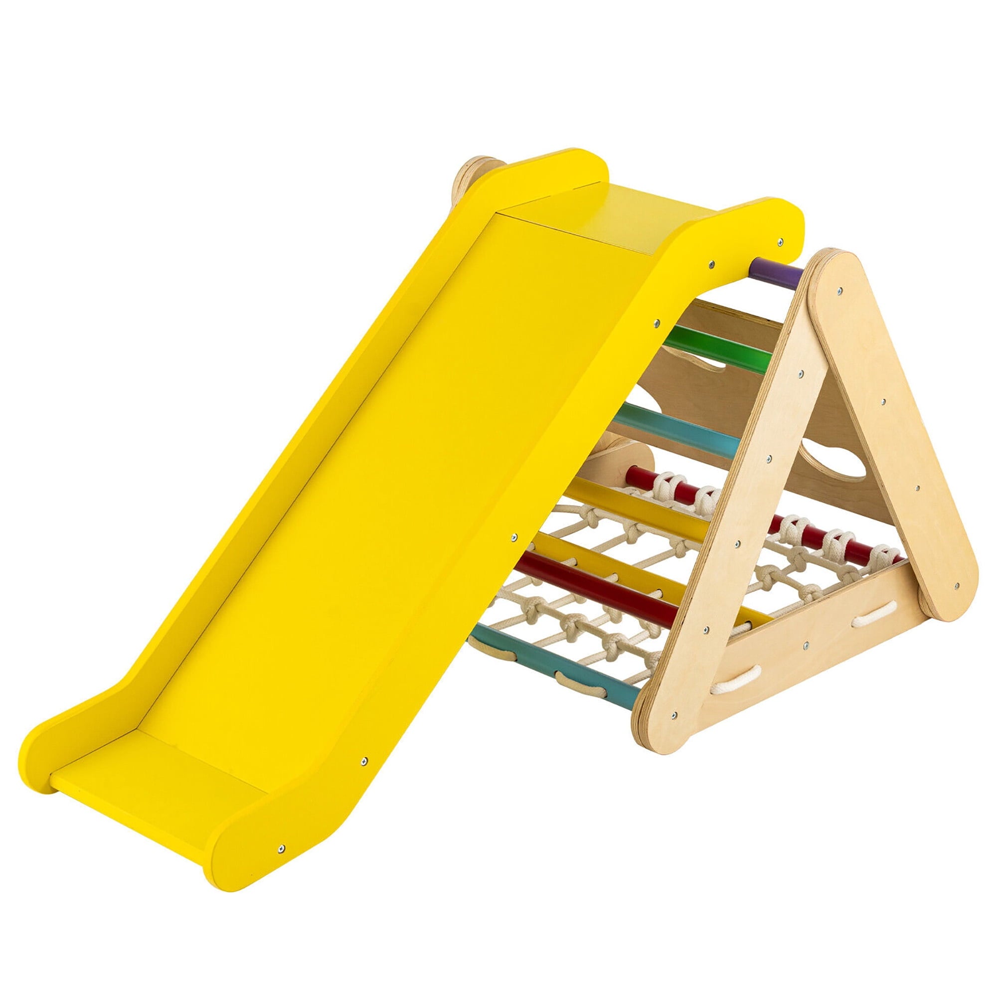 4 in 1 Wooden Climbing Triangle Set W/ Ramp