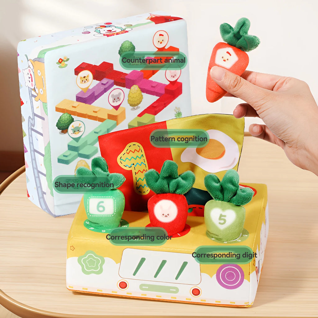 Tear Not Broken Pull Paper Pull Radish 2-In-1 Toy Plush Fabric Art Puzzle Cloth Book