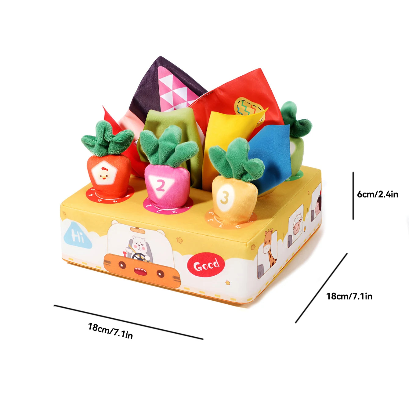 Tear Not Broken Pull Paper Pull Radish 2-In-1 Toy Plush Fabric Art Puzzle Cloth Book